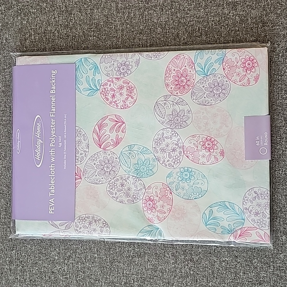 🐰HOLIDAY HOME Egg Swirl Tablecloth Round 60" Easter